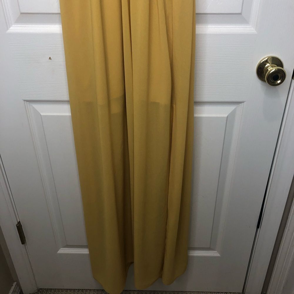Windsor yellow thin spaghetti strap maxi prom homecoming dress, size small - Picture 3 of 16